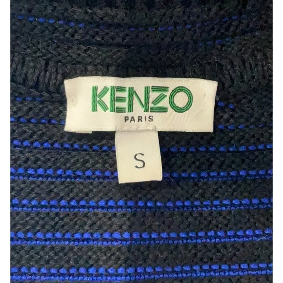 Kenzo Paris Logo Crewneck Sweater, Size S, Black and Blue - Picture 5 of 7